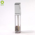 empty cosmetic packaging square clear lip gloss container with silver cap